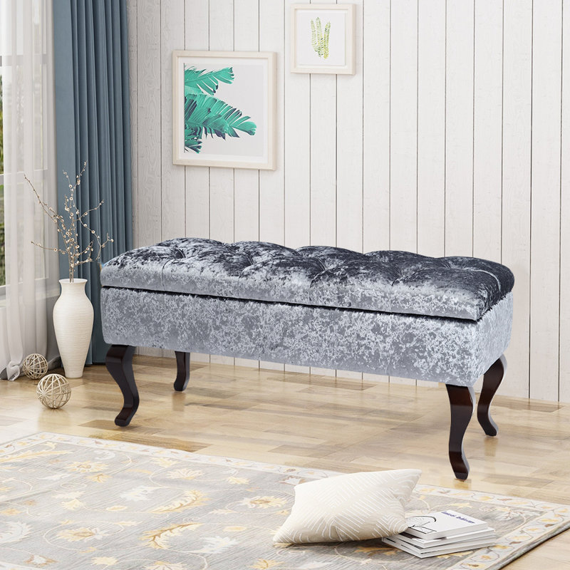 Shongopovi 100cm Wide Velvet Tufted Solid Colour Standard Ottoman with Storage