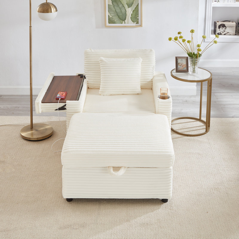 Canapé confortable moelleux en velours côtelé, Blanc