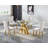 Glass Dining Table Set with Upholstered Dining Chairs, 70" Rectangle Kitchen Table and Chair Set, Clear Glass Dining Room Table Set, Modern Home Kitchen Furniture-1290715443-1290715434-1290715444