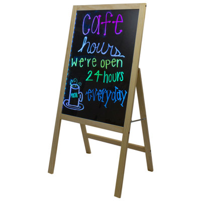 40.5" LED Illuminated Message Writing Board on Wooden Easel