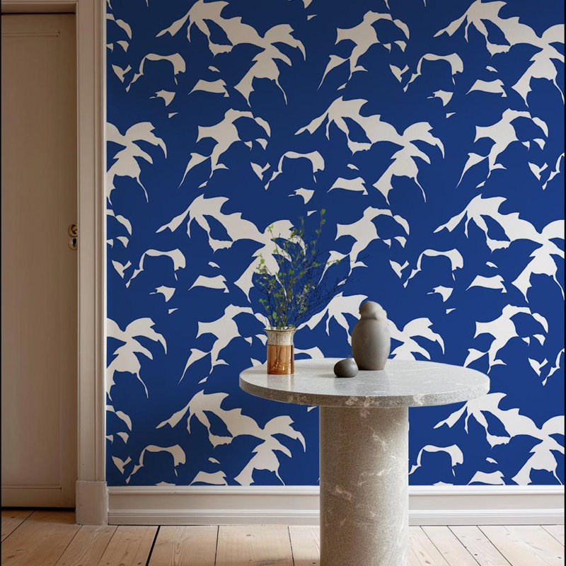 Rouleau de papier peint Holly 10 pi x l 24 po Lady Paranjape, Faux Grasscloth, Pré-collé, Bleu Yves