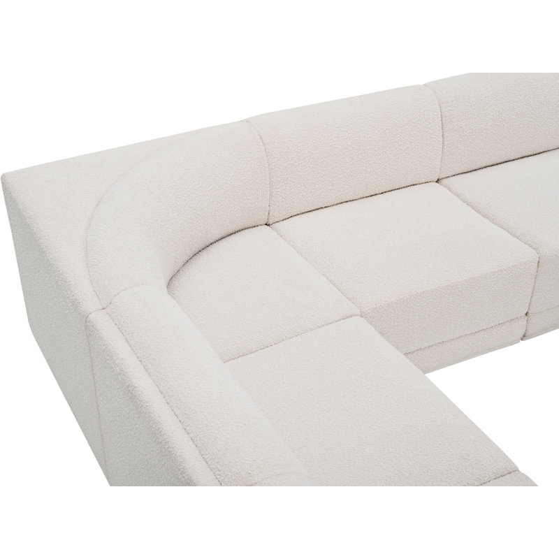 Canapé modulaire rembourré 6 pièces Ollie, Tissu crème bouclé