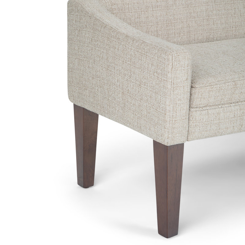 Platinum Upholstered Bench with Low Back and Swooped Arms
