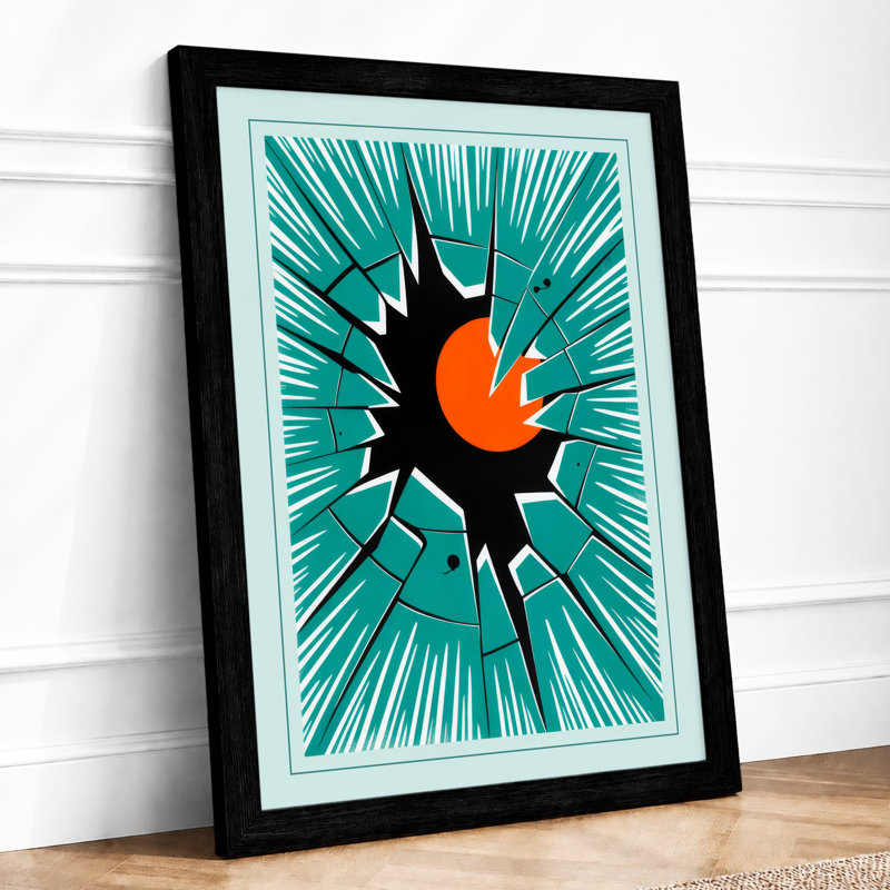Fox in Explosion Geometric - Framed Print, A1 - 84.1 x 59.4 cm, Black
