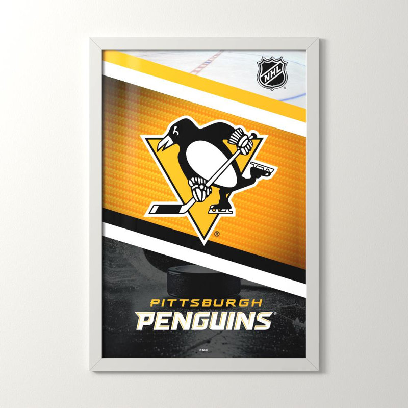 «Pittsburgh Penguins NHL», art mural, H 48 po x l 32 po, Acrylique encadré, Blanc