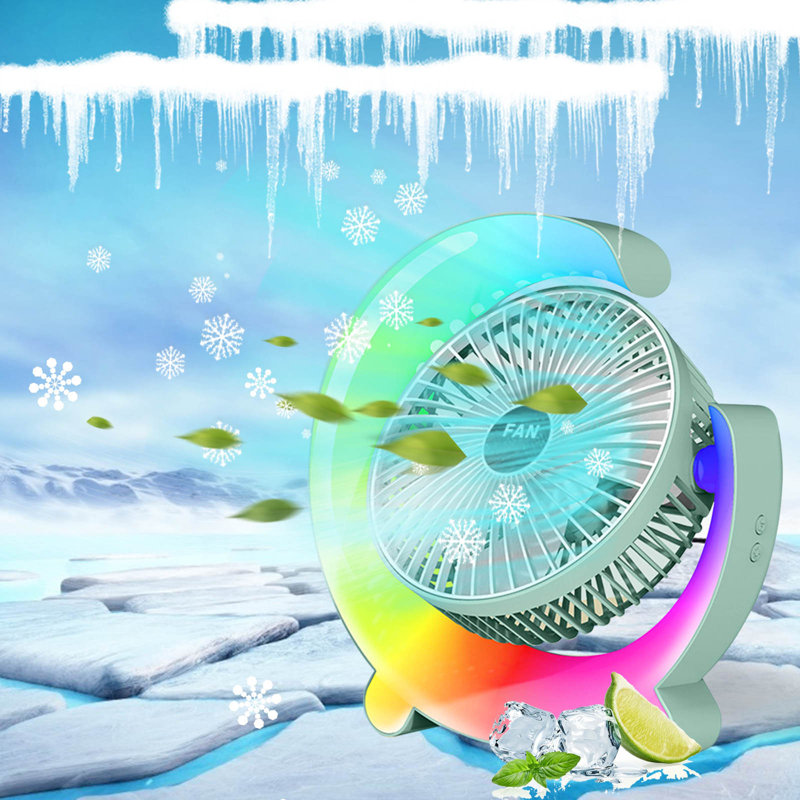 Kbndieu Colour Running Lamp USB Charging Home Desktop Fan, Green