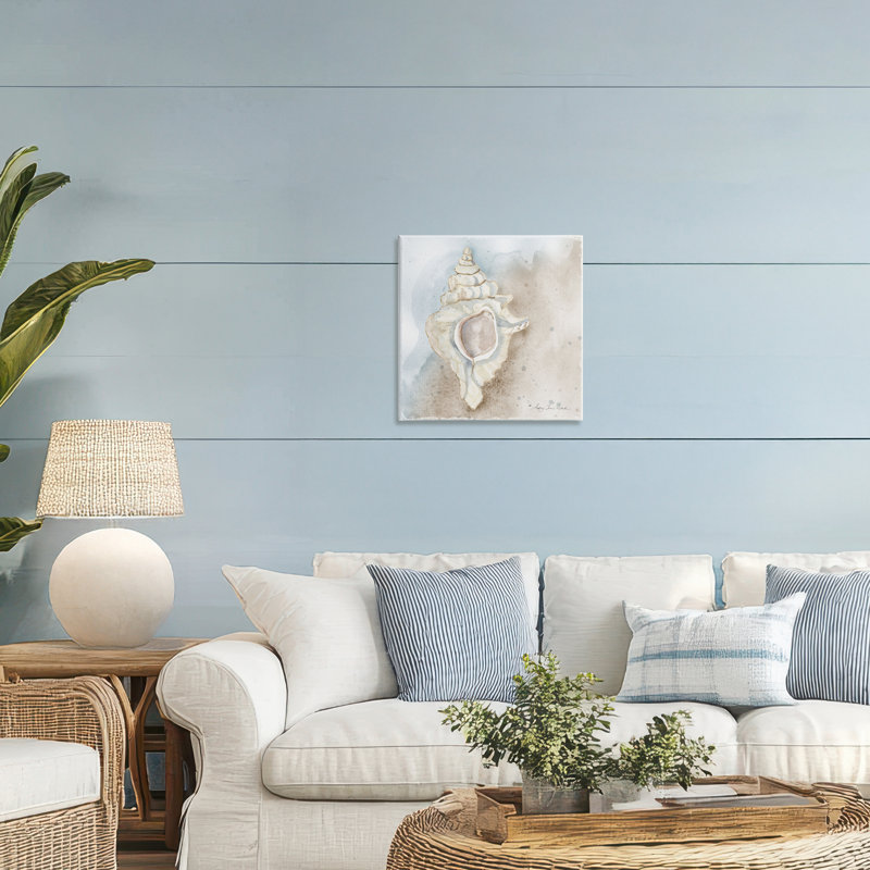Conch subtile sur toile de rivage, conception par Audrey Jeanne Roberts, H 17 po x l 17 po