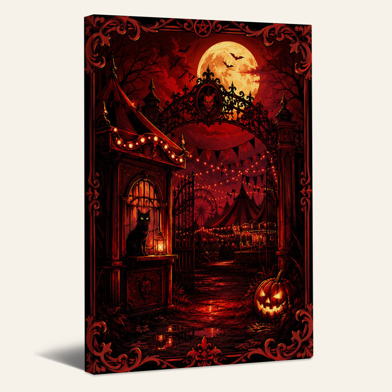 Art mural sur toile Spooky Carnival Gate, H 30 po x l 20 po