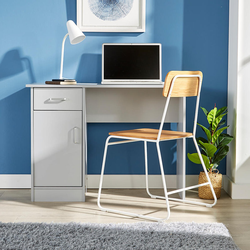 Stefanski 1 Drawer Computer Storage Cupboard Desk, Grey