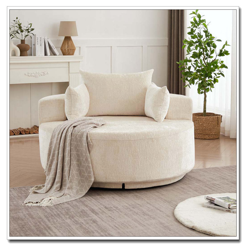 Chaise pivotante 55 po en chenille simple L, Beige