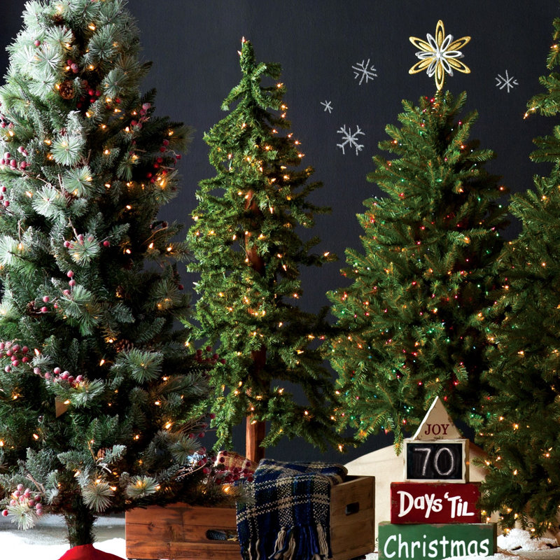 Lighted Artificial Pine Christmas Tree, 183cm H