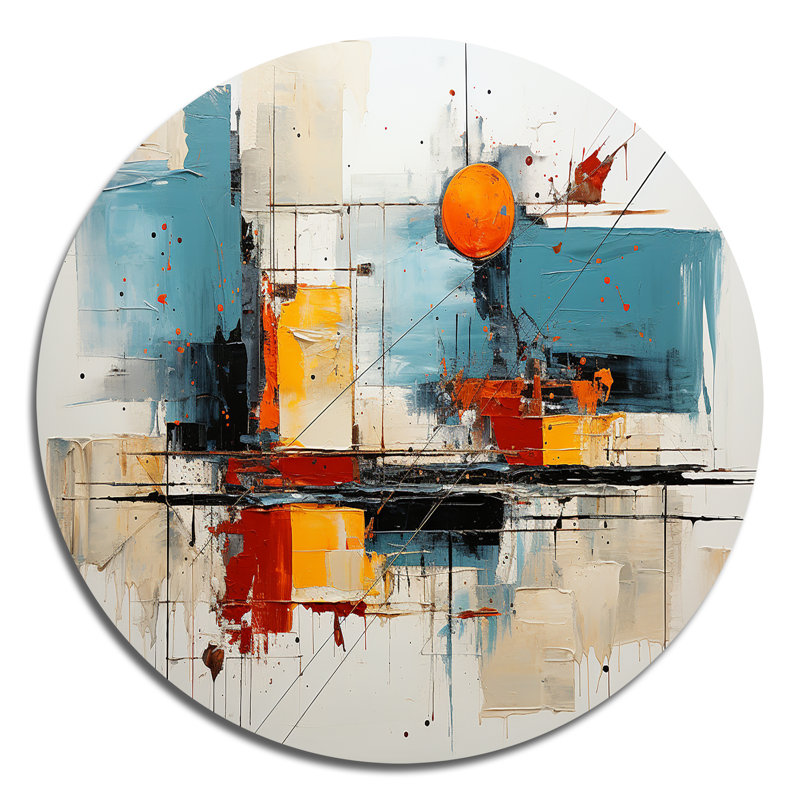 Claribelle - Art abstrait rond en métal, H 29 po x l 29 po