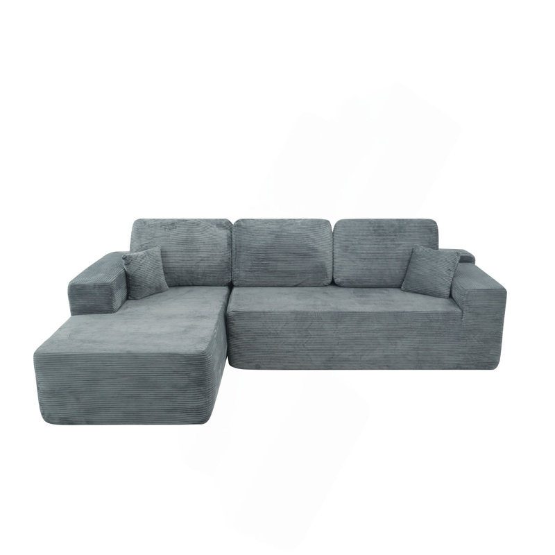 Canapé modulaire 105 po avec méridienne en L 105 po, canapé modulaire moderne avec assise profonde, canapé rembourré pour le salon et la chambre à coucher, aucun assemblage requis