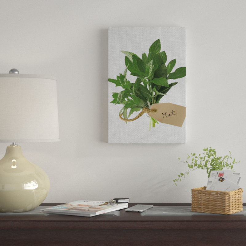« menthe », impression sur toile, H 18 po x l 12 po x P 1,5 po, Toile tendue, Pas de tapis