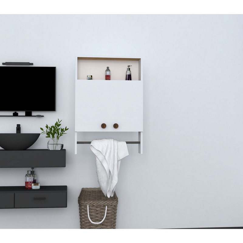 Armoire de salle de bain élégante, blanche, 23,6 po x 34,3 po x 5,9 po | 100% panneau de particules enduit de mélamine, épaisseur: 0,7 pouce | Conception murale, plusieurs tablettes pour un rangement supplémentaire | Aménagement intérieur moderne et élégant