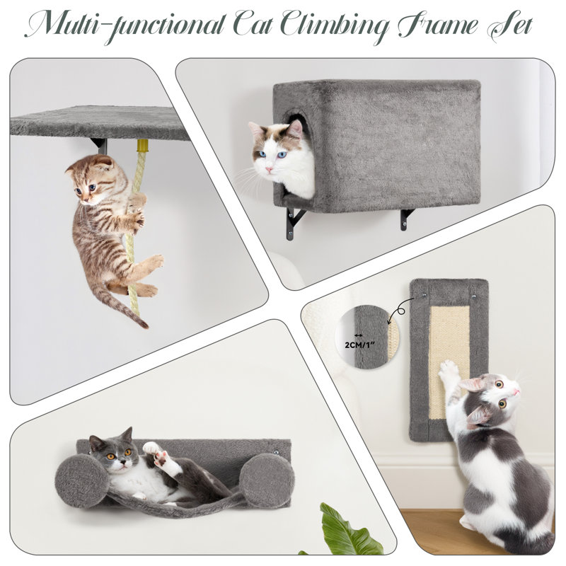 Arbre à chat mural 10 pièces Harjivan - Le paradis de l'aventure à la maison