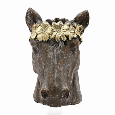 14.5x8.5x13.5" Magnesium Horse Statue Planter