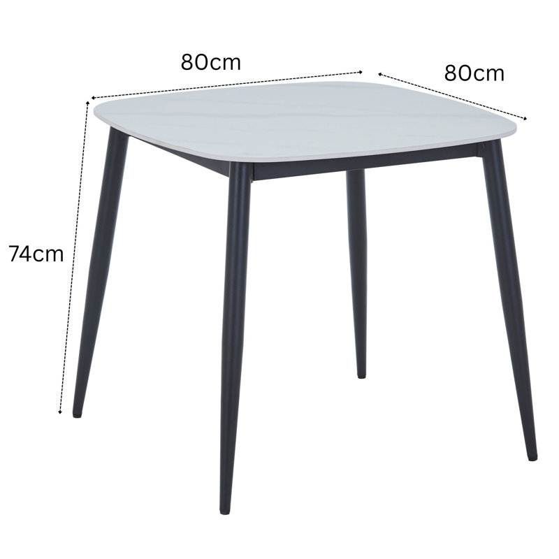 Aspen Sintered Stone Square Table with 2 Diamond Stitch Upholstered Fabric Chairs - Modern Dining Set, Grey