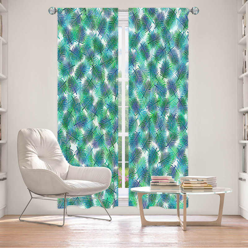 Paire de rideaux occultant et isolant avec passe-tringle Floral, L 20 po x L 82 po, Bleu sarcelle