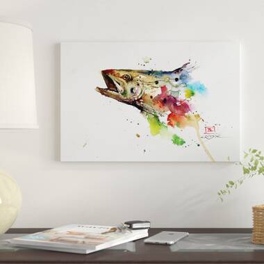 Abstract Trout' by Dean Crouser Graphic Art Print On Wrapped Canvas East Urban Home Size: 18 H x 26 W x 1.5 D