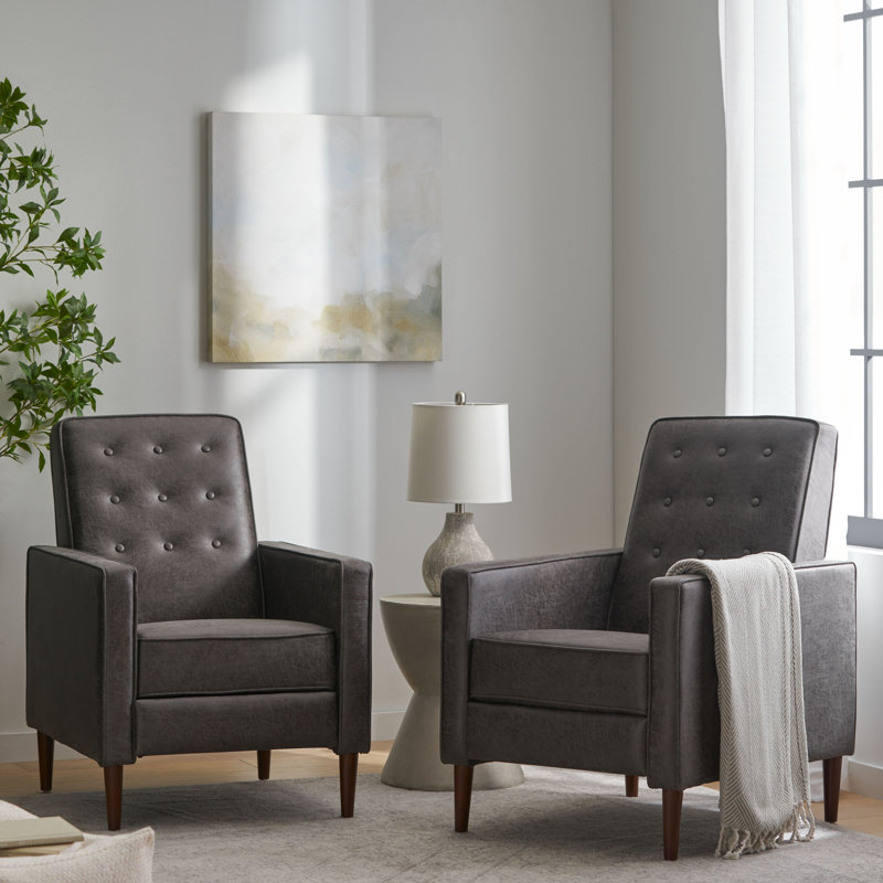 Fauteuil club inclinable manuel de 28 po de largeur Fifine, Microfibre 100 % polyester ardoise