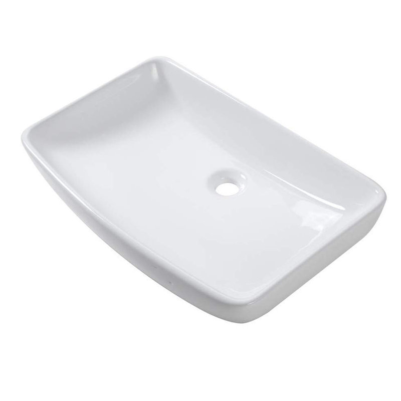 24" L x 15" W Bathroom Vessel Sink Rectangle White Ceramic Bathroom Sink Above Counter Sink