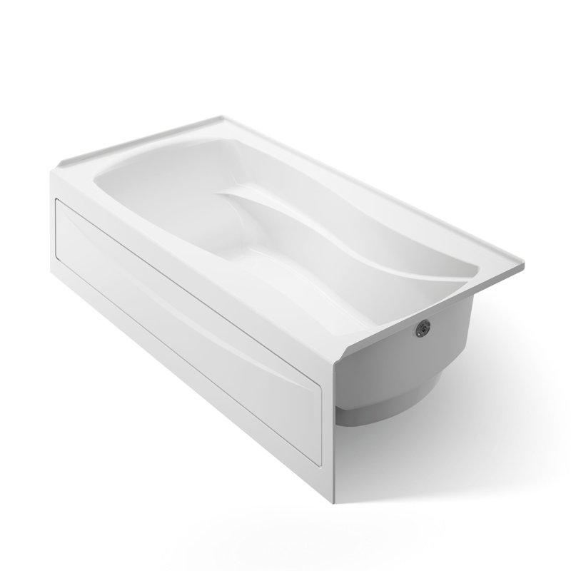 Mariposa 72" x 36" Soaking Bathtub, White, Right