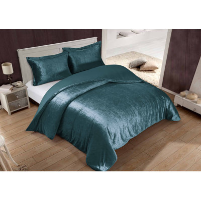 Solid Crushed Velvet Duvet Cover Set