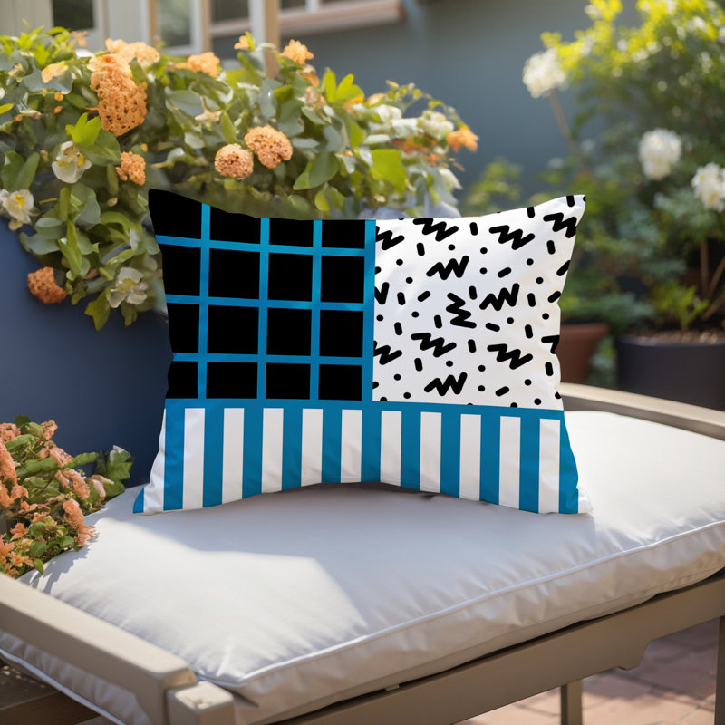 Oreiller rectangulaire réversible intérieur / extérieur Froza, Rectangulaire H 14 po x l 20 po, Turquoise