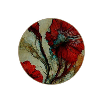 Abstract Design Rose Patterned Round Woven Base Modern Decorative Rug