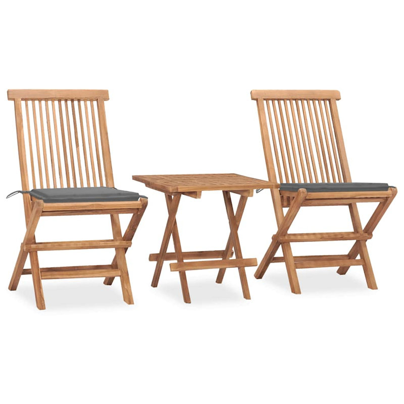  Ensemble repas d'extérieur en teck naturel, Brun, Gris