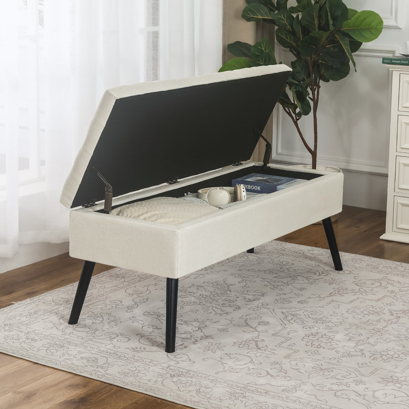 47-Inch Storage Ottoman Bench, Beige