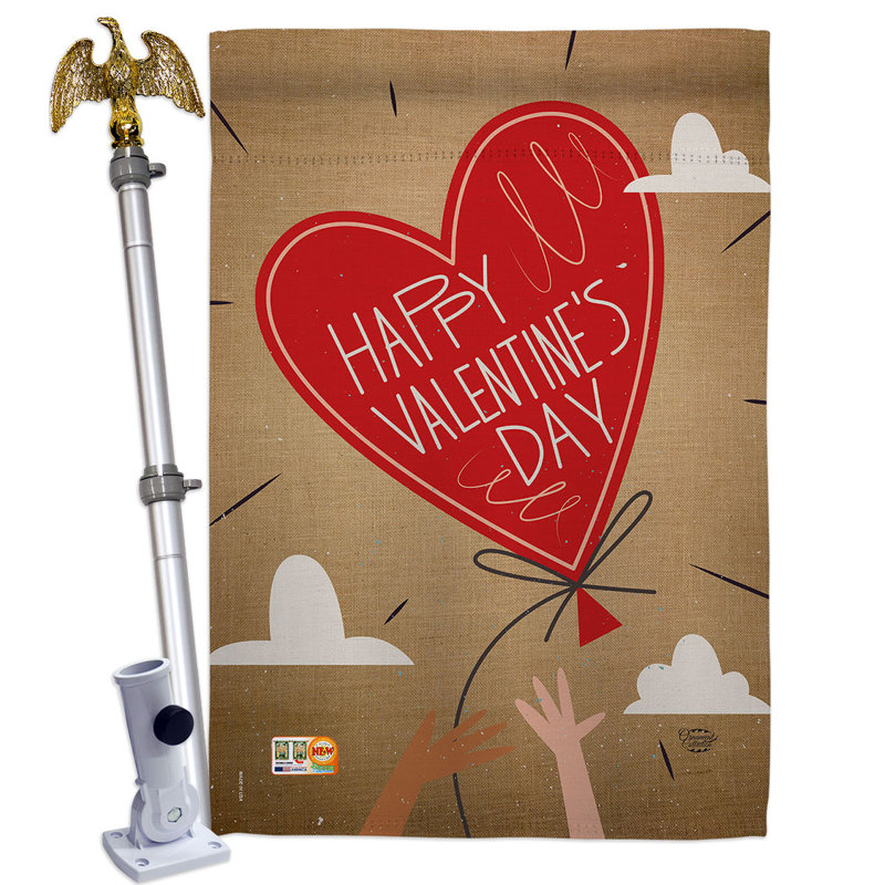 Double Sided 40'' H x 28'' W Polyester Valentine's Day Flag Set