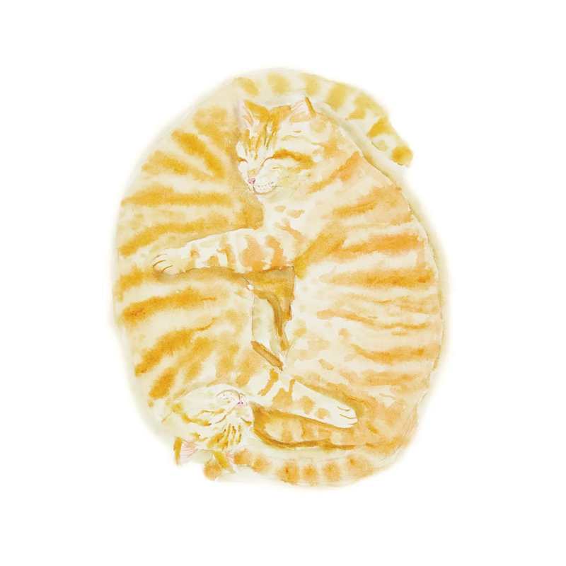 Two Sleeping Orange Tabby Cats 1 Piece Wrapped Canvas Wall Art, 45.72 cm H x 45.72 cm W x 1.91 cm D