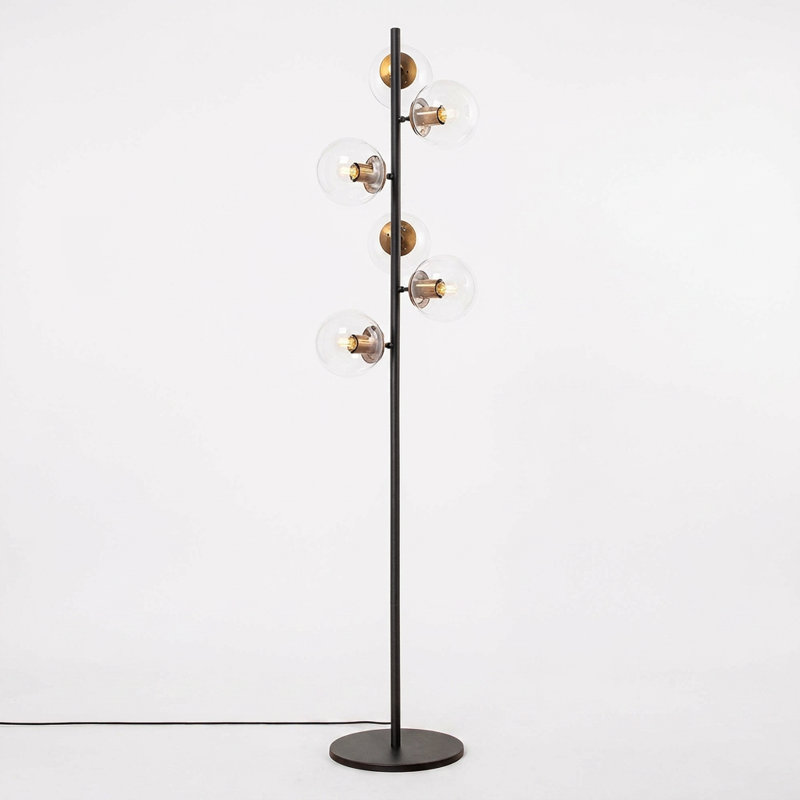 Lampe sur pied design à six globes en verre