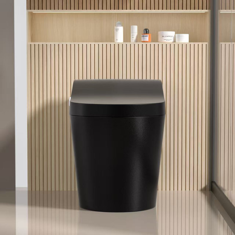 YINGZE SM8008B-4 Modern Smart Toilet With Bidet Auto Flush Comfort Tall Seat With Foam Shield System， BLACK, Matte Black