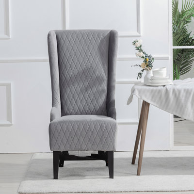 Fauteuil d'appoint en velours de 23,03 po de large à haut dossier, fauteuil à oreilles haut confortable, fauteuil de salon avec pieds rembourrés et en bois doux, fauteuil d'appoint moderne pour le salon, la chambre à coucher, gris