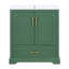 Meuble-lavabo autoportant de 30 po avec lavabo, panneau de fibres à densité moyenne et structure en bois massif, 1 tiroir de séparation et 2 portes à fermeture en douceur (double tablette sur la porte)-126232977