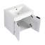 Meuble-lavabo en résine 36 po, 2 portes à fermeture douce, 1 armoire latérale, montage sur flotteur, contreplaqué blanc brillant, polyvalent pour une utilisation confortable