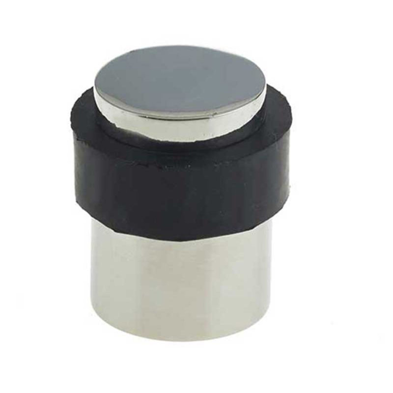 Cylinder Stainless Steel Baseboard Door Stop, Polished Stainless Steel