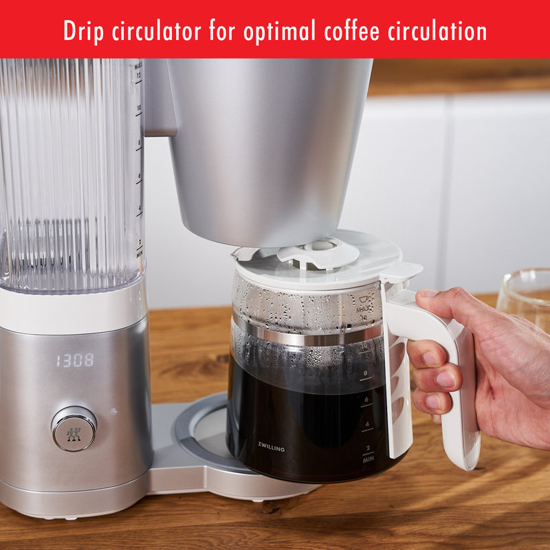 ZWILLING Enfinigy Glass Drip Coffee Maker, Silver