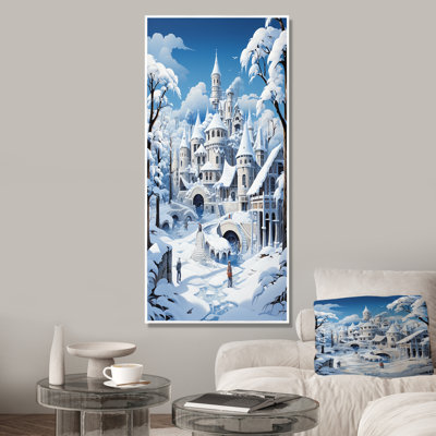 «White Winter Village Landscape I - Forest», art mural