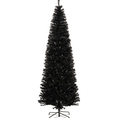 Arbre de Noël 8 pi, sapin mince, 1168 pointes, noir, branche réaliste, ignifuge, sapin facile à installer et à installer, branches, ignifuge, installation simplifiée