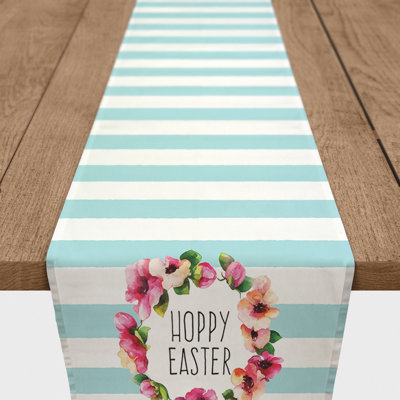 Carlesia Rectangle Striped Easter Polyester Table Runner