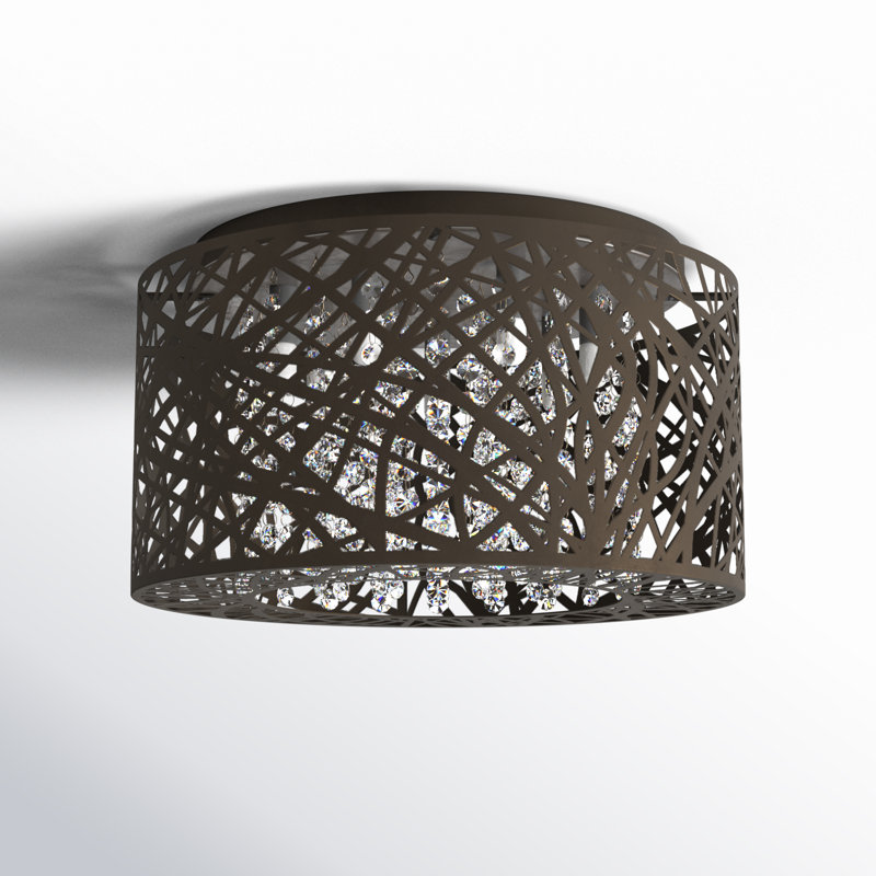 7 -Light Crystal Shaded 15.75" Flush Mount, Oil Rubbed Bronze 