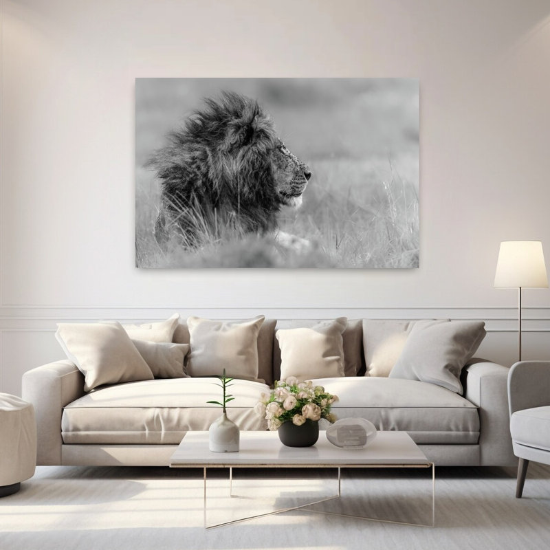 «Majestic Lion Profile», art mural contemporain, H 40 po x l 60 po