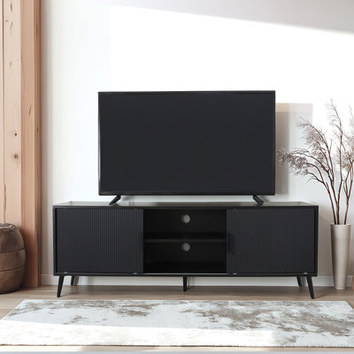 Meuble télé 63 po à 2 portes avec rangement pour téléviseur de 60 po ou moins 63 po