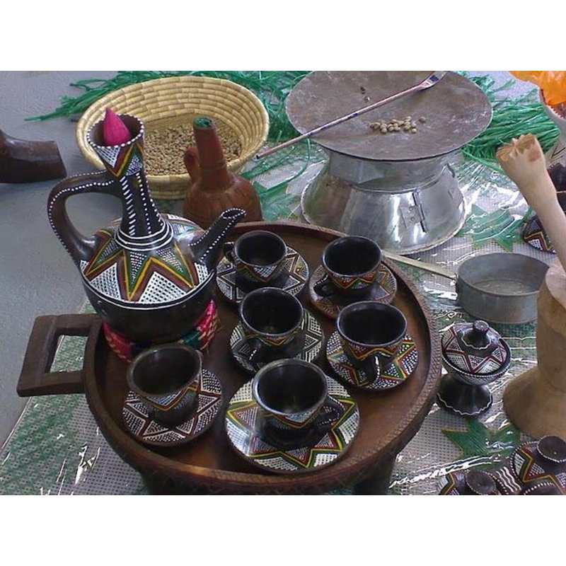 Ethiopian Coffee Tray Table, 21.5" H x 16.5" W x 16.5" D