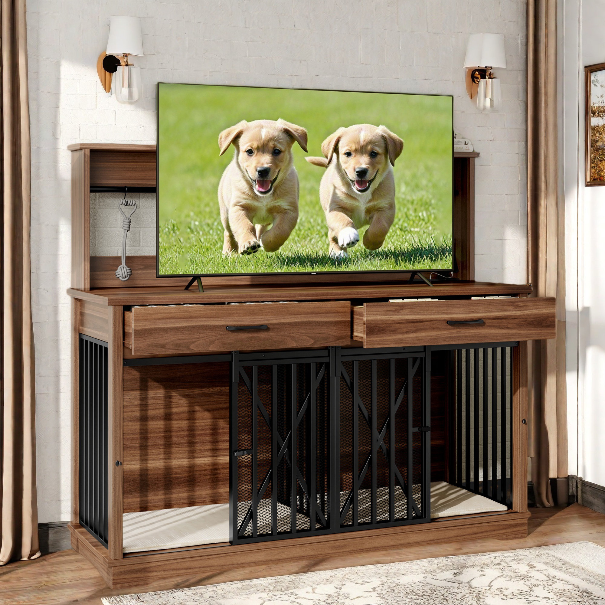 Tucker Murphy Pet™ Dog Crate Furniture With Storage Drawers