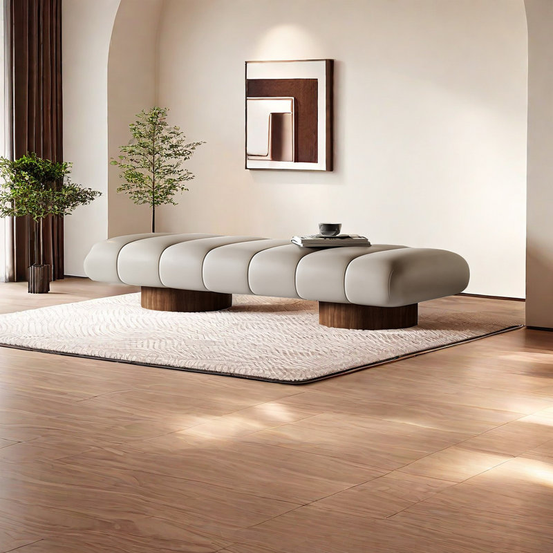 Banc rembourré en cuir Safron Match, H 16,53 po x l 70,86 po x P 18,89 po